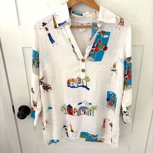 Hot Cotton Vintage Linen Marc Ware Design Tunic. Size Medium.